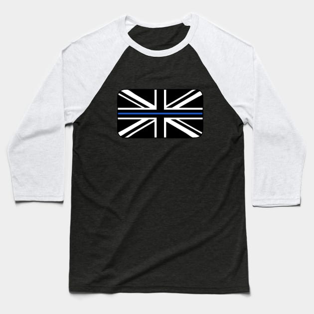 Thin Blue Line Union Jack UK Flag Baseball T-Shirt by JerryWLambert